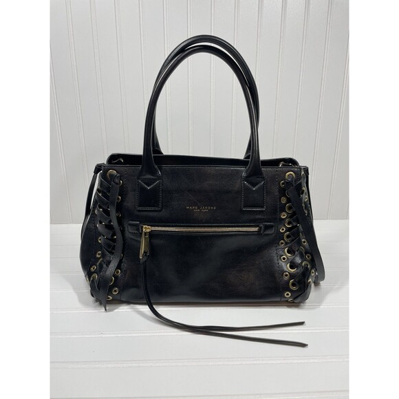 Marc Jacobs Laces The Big Big Apple Tote in Black with Antique Gold - Picture 1 of 9
